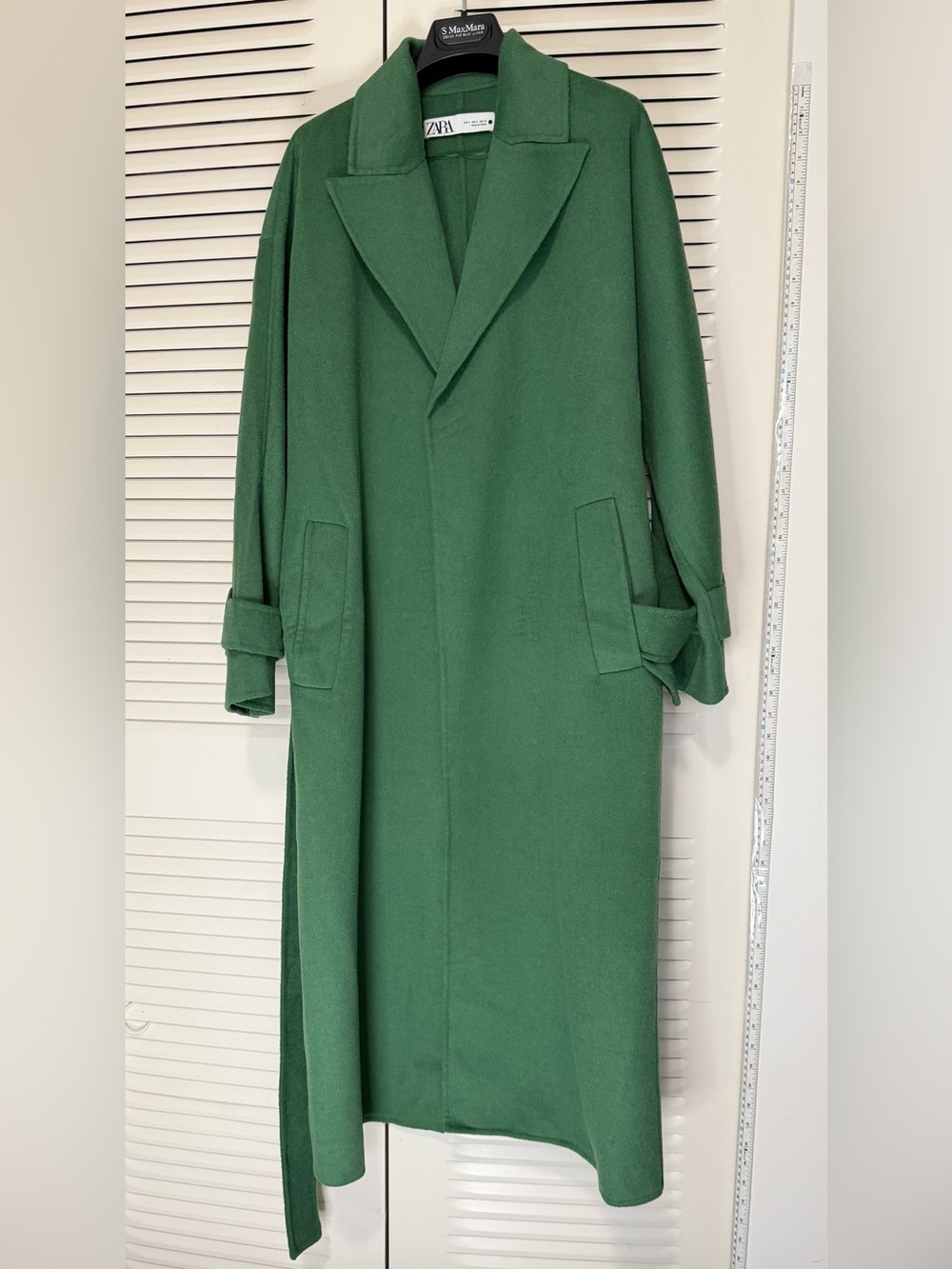 Zara wool blend Green Long Belted Trench Coat